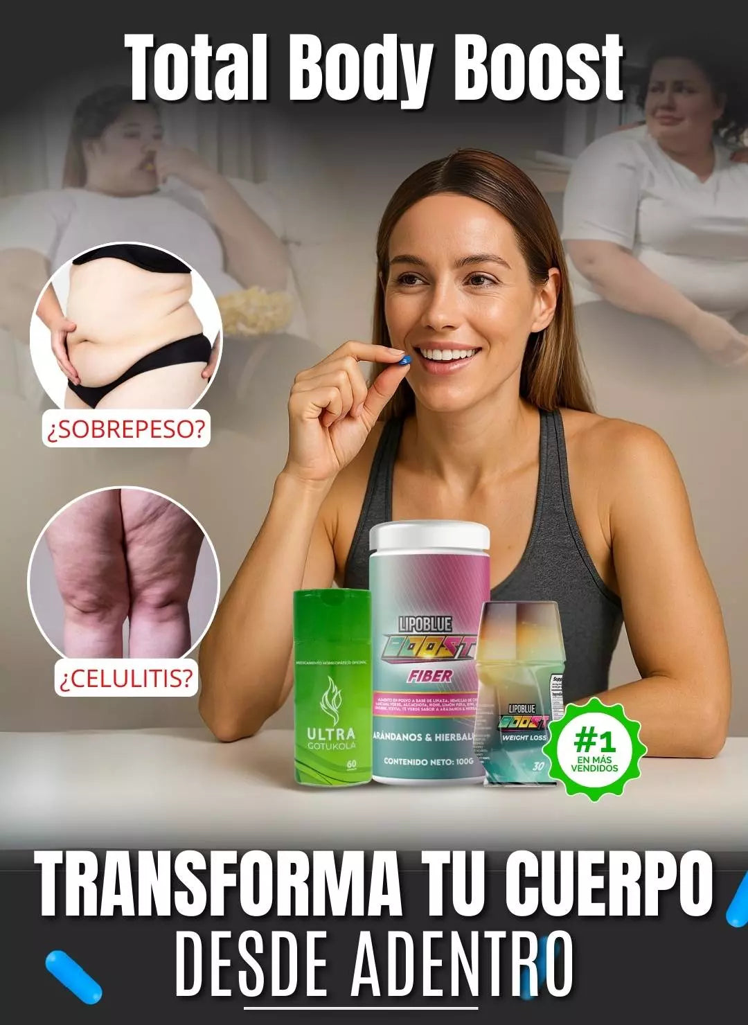 QUEMADOR LIPOBOOST + FIBRA LIPOBOOST + ULTRA GOTUKOLA